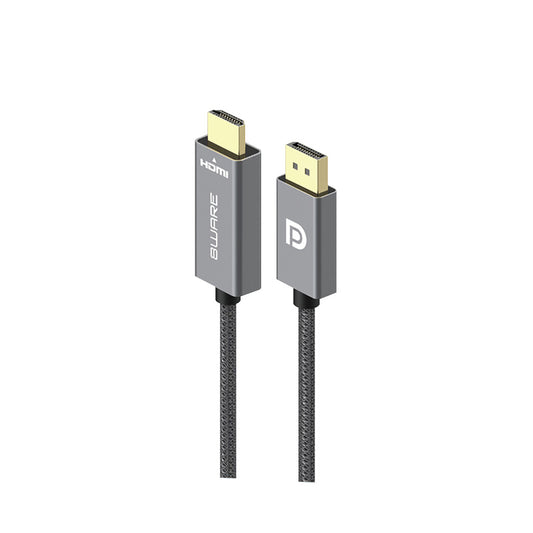 8ware 1m DisplayPort DP to HDMI Male to Male Adapter Converter Cable Retail Pack 1080P Nylon Braide for Video Card PC Notebook to Monitor Projector TV