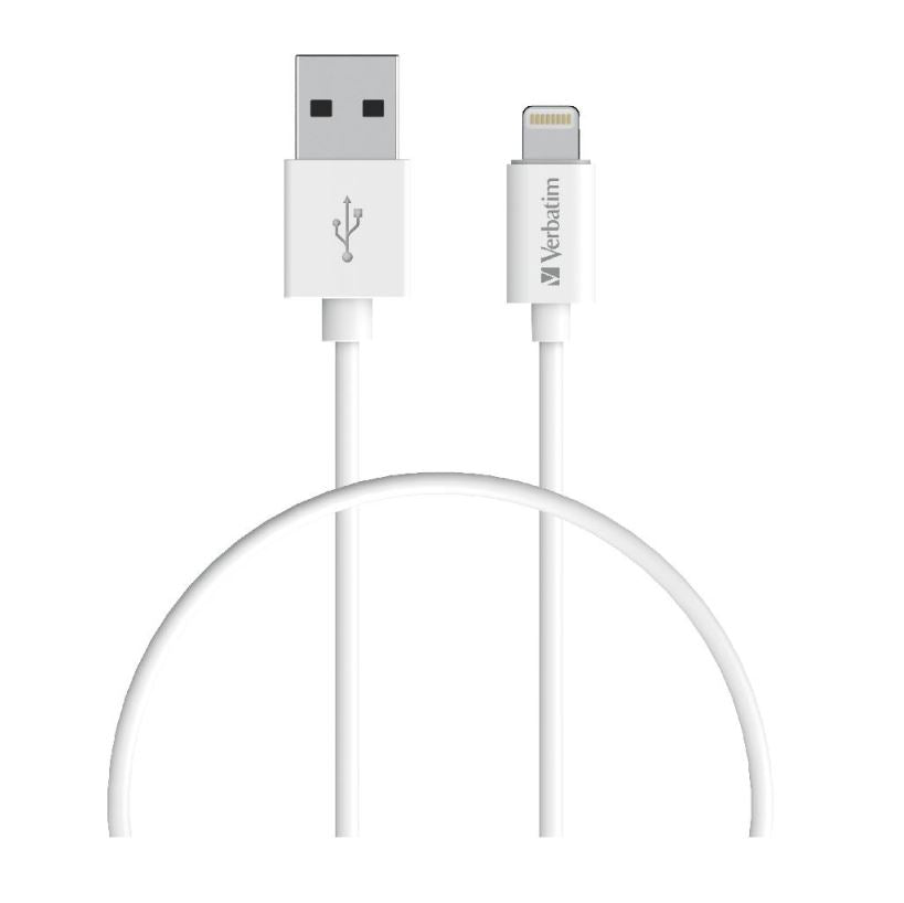 Verbatim Charge Sync Lightning Cable 1m - White--Lightning to USB A (66580) (LS)