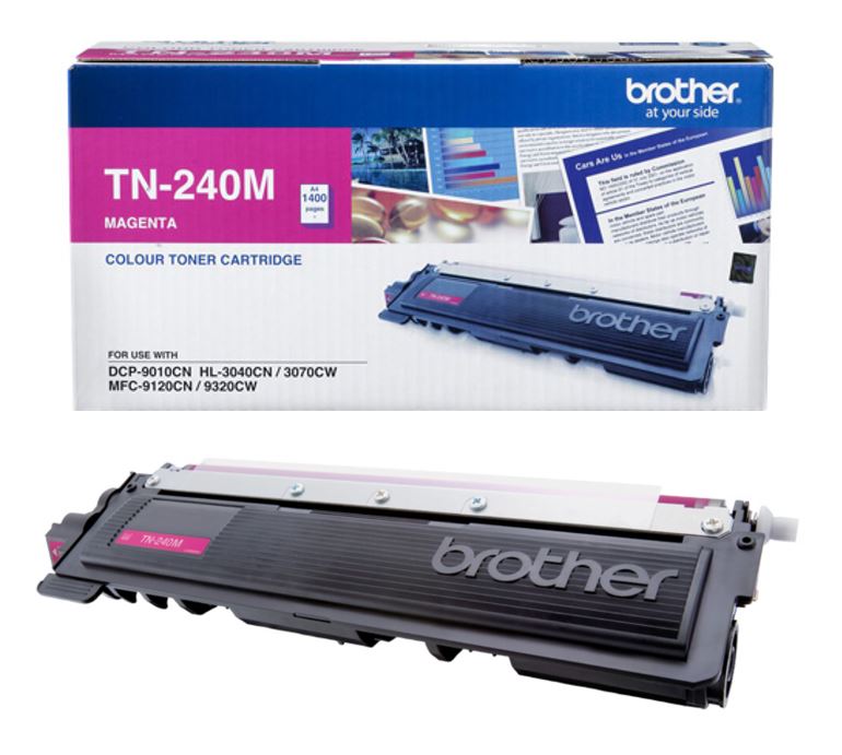 TN-240M COLOUR LASER TONER - MAGENTA TONER CARTRIDGE TO SUIT HL-3040CN 3045CN 3070CW 3075CW, DCP-9010CN, MFC-9120CN 9125CN 9320CW 9325CW - 1,400 PAGES