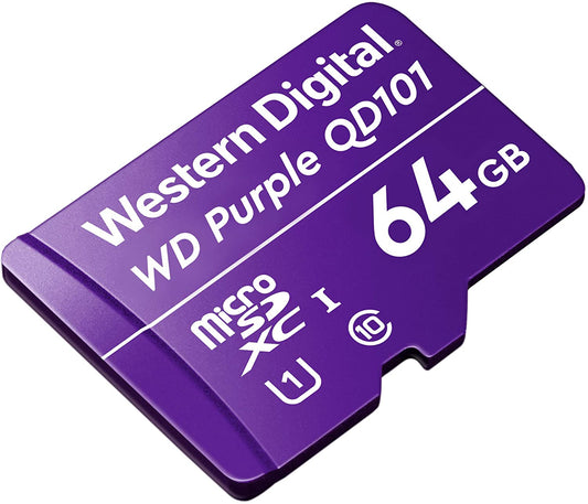 Western Digital WD Purple 64GB MicroSDXC Card 24 7 -25 degreeC to 85 degreeC Weather Humidity Resistant for Surveillance IP Cameras mDVRs NVR Dash Cams Drones