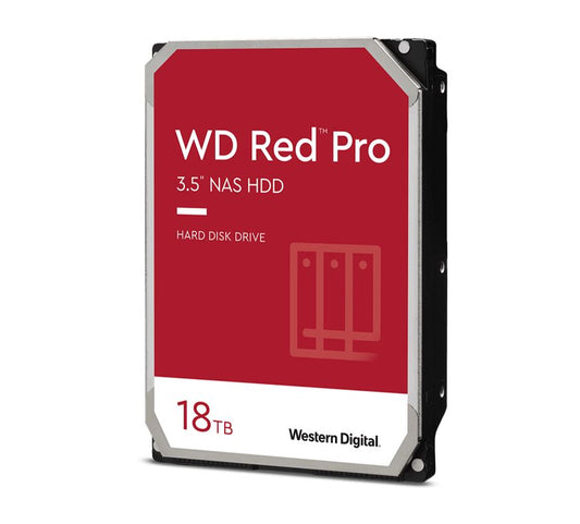 Western Digital WD Red Pro 18TB 3.5 ft NAS HDD SATA3 7200RPM 512MB Cache 24x7 300TBW ~24-bays NASware 3.0 CMR Tech 5yrs wty