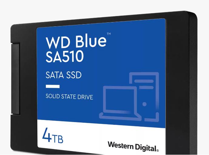 Western Digital WD Blue 4TB 2.5 ft SATA SSD 560R 530W MB s 95K 82K IOPS 600TBW 1.75M hrs MTBF 3D NAND 7mm 5yrs Wty