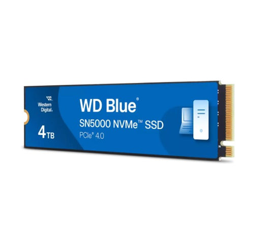 Western Digital WD Blue SN5000 NVMe 4TB SSD 2.5 ft M.2 2280, 5,500MB s R 5,000MB s W, 690K IOPS R 900K IOPS W, PCIe Gen4 x4, 5-Y Warranty