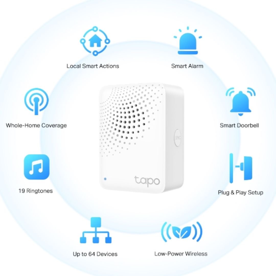 TP-Link Tapo Smart IoT Hub with Chime, Whole-Home Coverage, Low-Power Wireless Protocol , Smart Alarm, Smart Doorbell (Tapo H100ï¼
