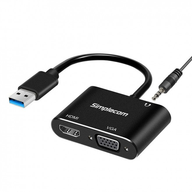 Simplecom DA316A USB to HDMI VGA Video Card Adapter with 3.5mm Audio