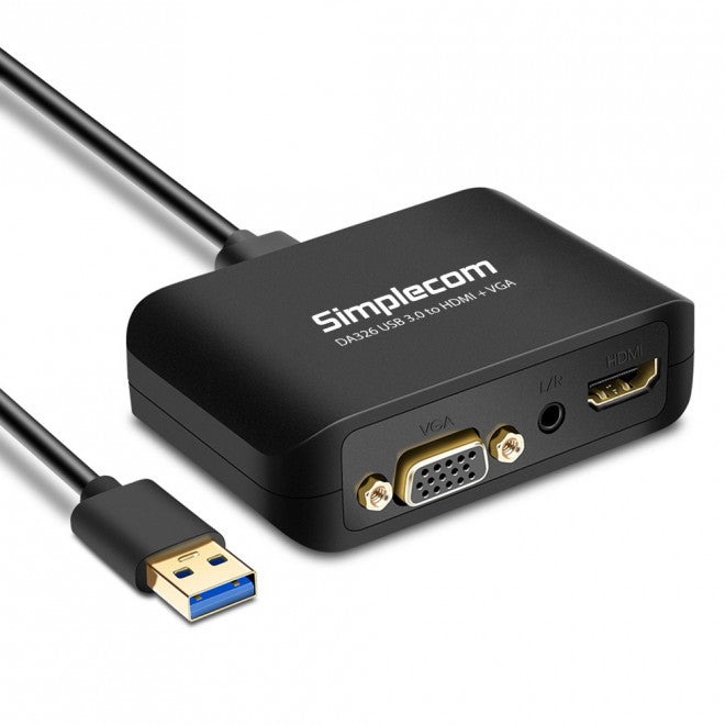 (LS) Simplecom DA326 USB 3.0 to HDMI VGA Video Adapter with 3.5mm Audio Full HD 1080p - Works With NUCs