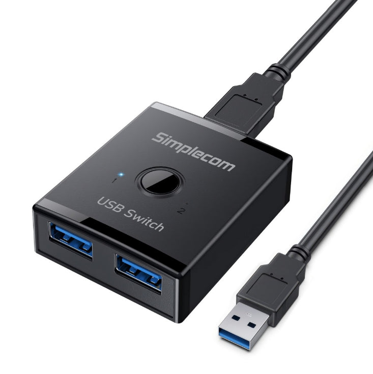 Simplecom KM125 Bi-Directional 2-Way USB 3.0 Switch 1 In 2 Out (2 In 1 Out) 5Gbps Ideal for sharing USB device between 2 computers