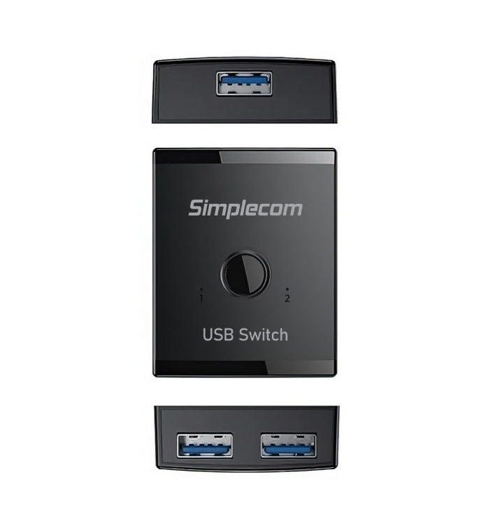 Simplecom KM125 Bi-Directional 2-Way USB 3.0 Switch 1 In 2 Out (2 In 1 Out) 5Gbps Ideal for sharing USB device between 2 computers