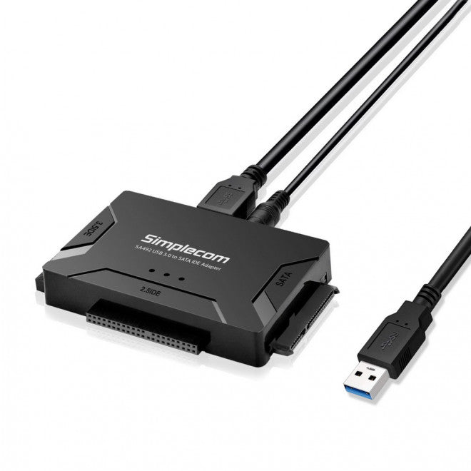 Simplecom SA492 USB 3.0 to 2.5 ft, 3.5 ft, 5.25 ft SATA IDE Adapter with Power Supply