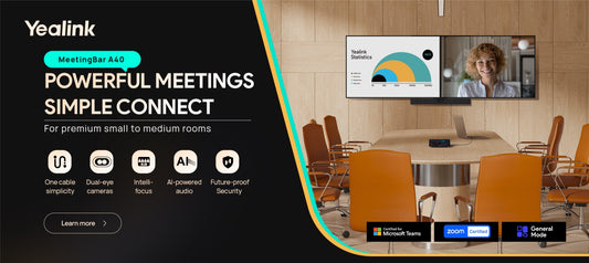 Yealink MeetingBar A40 Microsoft Teams and Zoom Rooms on Android, For Small toMedium Room, 10-15 people,Two 4K Cameras, Auto Framing, Speaker Tracking