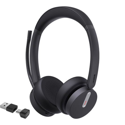 Yealink BH70 Bluetooth Wireless Dual Headset with Stand Teams USB-C A, 3 mic noise cancellation Talk time up to 35h BT51 C Dongle with Type A Adapter