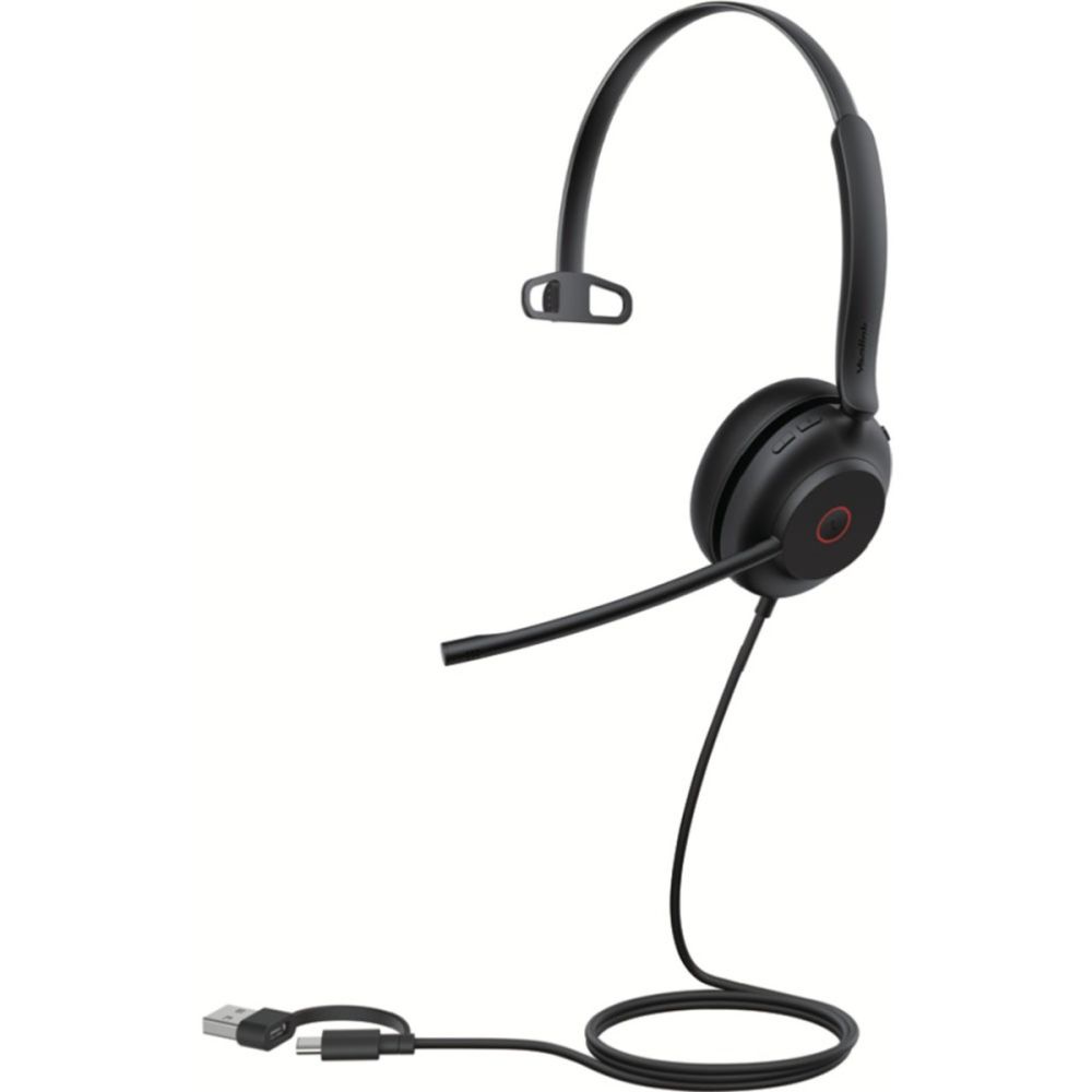 Yealink UH35 Mono Teams USB-C A Wired Headset, Microsoft Teams UC Certified, Dual Noise-Canceling Microphones USB-A 35mm Speaker, Lightweight