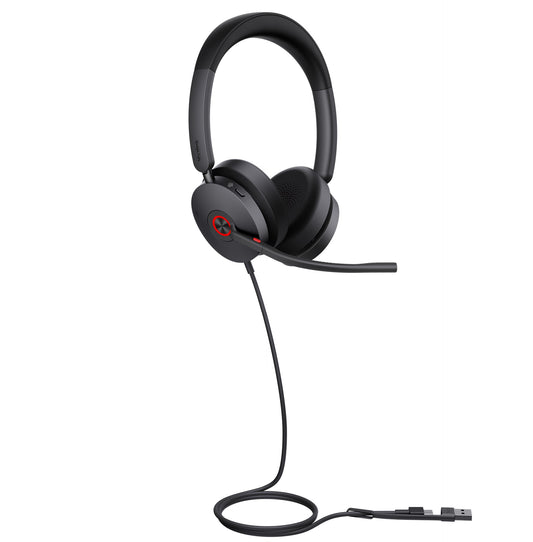 Yealink UH48 Teams USB Wired Headset Hybrid Active Noise Cancellation, Four-Microphone Noise-canceling Technology, Swift Plug Play All-Day Comfort