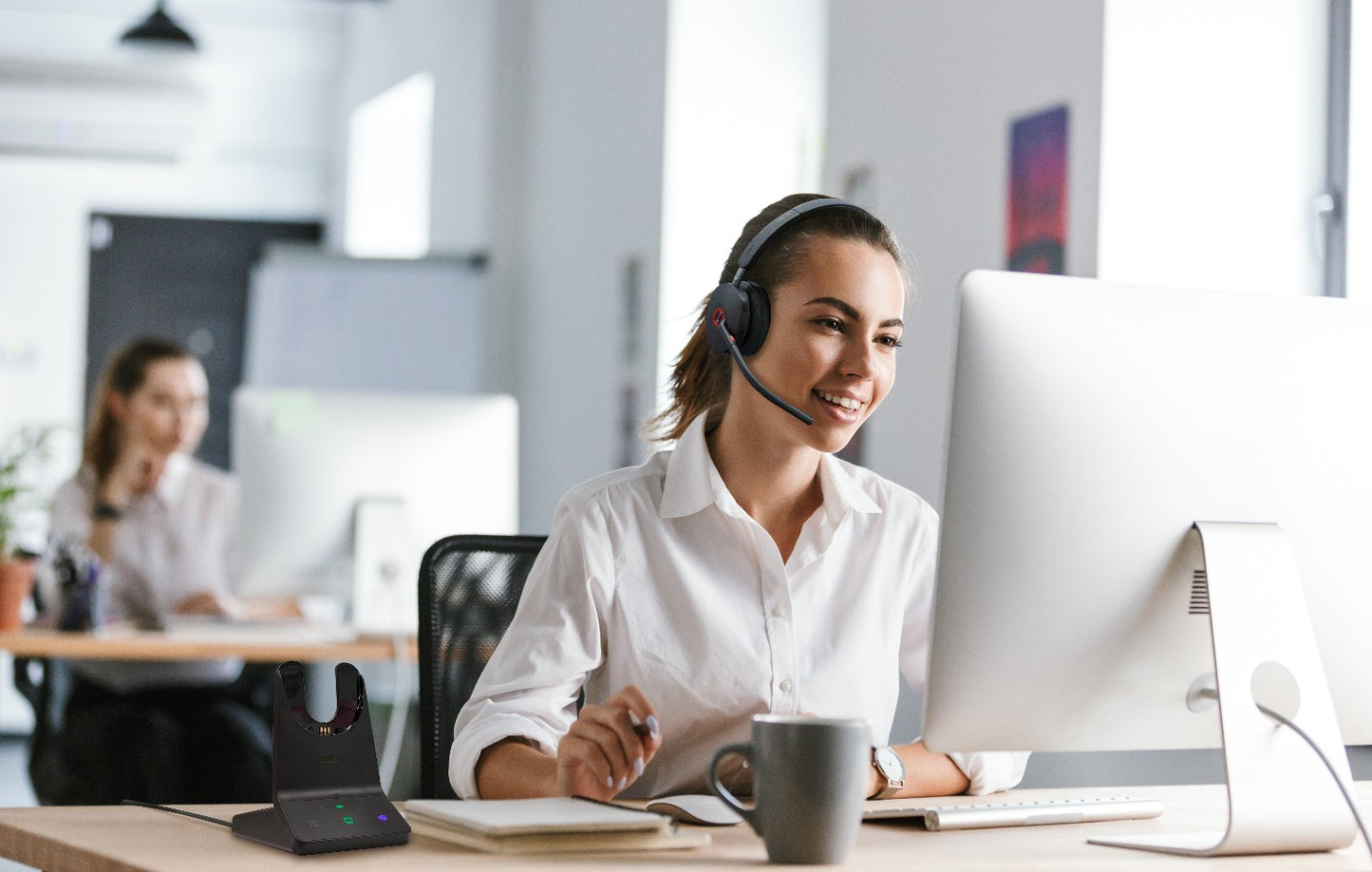 Yealink WH68 Dual Teams DECT Bluetooth Hybrid Wireless Technology, 4-Mic Hybrid ANC, 4-Mic Noise Cancellation, All-Day-Wearing Comfort