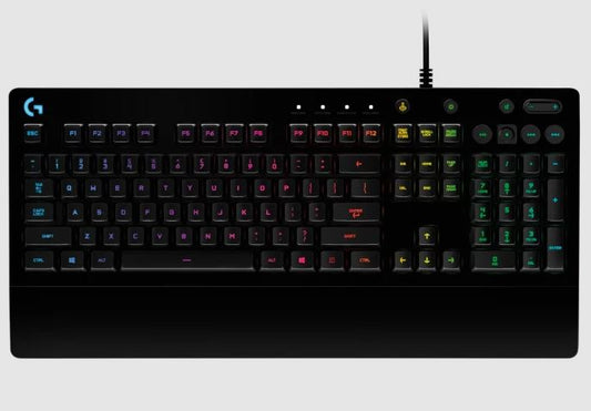 (LS)Logitech G213 Prodigy RGB Gaming Keyboard, 16.8 Million Lighting Colors Mech-Dome Backlit Keys Dedicated Media Controls Spill-Resistant Durable