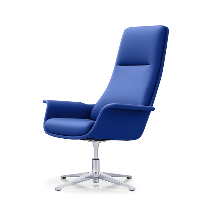 LDR Focus 360 ChairHigh back executive chair with moulded foam,PU or fabric finish,fixed mech4-star alloy base,Perfect for Huddle rooms,Blue