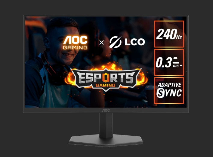 AOC 23.8 ft IPS 1920 1080 FHD, 240Hz, HDR10, 0.3ms,Adaptive Sync,HDMI 2.0 1, DisplayPort 1.4 1, Gaming Monitor