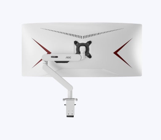 (LS)AOC AM402W White Desk-mount Monitor Arm aluminum Alloy Structure. Mechanical Spring. Full Range Motion 17-34 ft up to 9KG VESA 100 and 75mm
