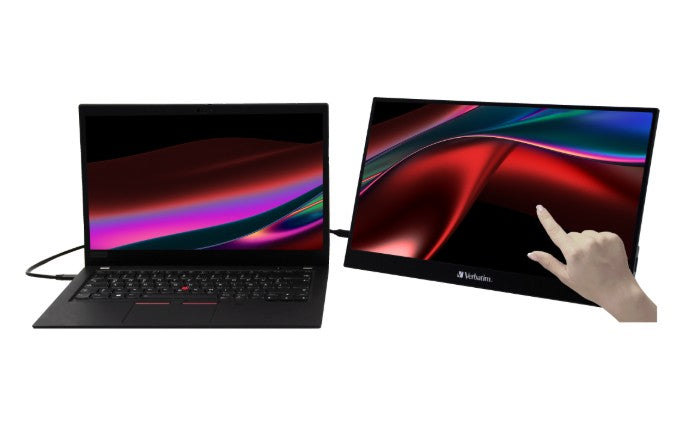 Verbatim 17.3 ft USB-C Portable 10 Point Touch, Full HD 1080p, HDMI, IPS Portable, Business, Sleeve, Ultra Portable Black Aluminium, Win IOS Monitor