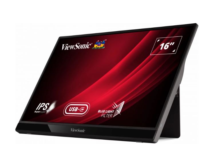 ViewSonic 16 ft VG1655 2x Type-C, IPS FHD, 3.5mm Audio, mHDMI x 1, Busines, Durable Laptop Desktop Extension, 2x speaker 1KG Ultra Portable Monitor. Mac
