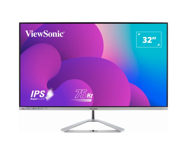 ViewSonic 32 ft Office Professional Stylish Elegant Ultra Thin bezel, SuperClear IPS 4ms, FHD, HDMI, DP, VGA, Speakers, Low Energy 26w, V100, Monitor