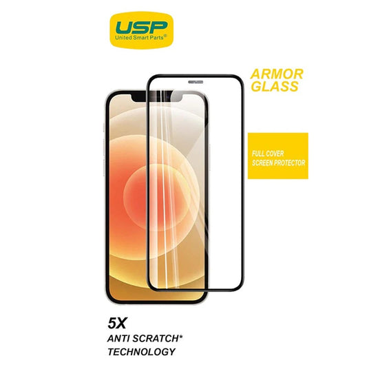 USP Apple iPhone 15 Pro Max (6.7 ft) Armor Glass Full Cover Screen Protector - 5X Anti Scratch Technology, Perfectly Fit Curves, 9H Surface Hardness