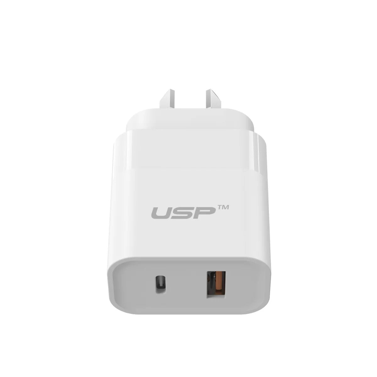 USP 30W Dual Ports (USB-C PD USB-A QC3.0) Fast Wall Charger - Safe Charge,Compact, Travel Ready, Charge 2 Devices Simultaneously, FireProof Material