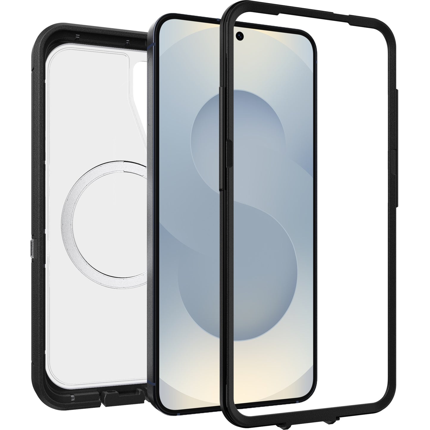 OtterBox Defender XT Clear Magnets Samsung Galaxy S25 5G (6.2 ft) Case Dark Side Clear Black - (77-97580), DROP 7X Military Standard, 7 Years Warranty