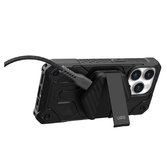 UAG Wireless Charging Pad with Stand - Black Carbon Fiber(9B4410114042),Up to 15W Of Wireless Power,Detachable 4ft Braided USB-C Cable,1 Year Warranty