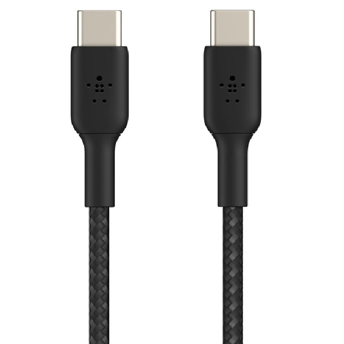 Belkin BoostCharge Braided USB-C to USB-C Cable (0.15M) - Black (CAB004bt0MBK),60W,480Mbps,30K Bends, Double-Braided,USB-IF Certified,2 Year Warranty
