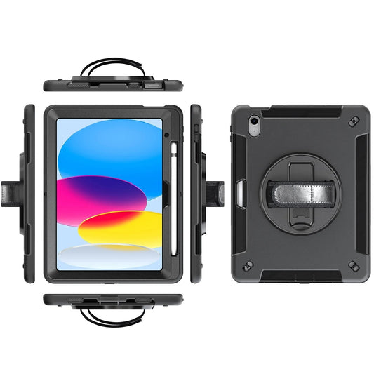 USP Rugged Apple iPad (11.0 ft) 11th Gen (A16) iPad 10th Gen (10.9 ft) Case Black - Built-in-Kickstand,Adjustable Hand Strap,Shoulder Strap,DropProof