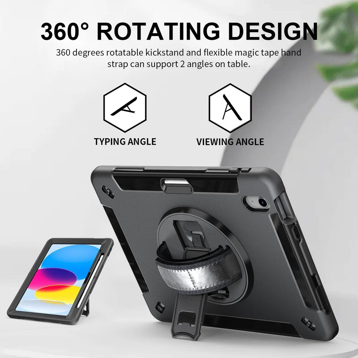 USP Rugged Apple iPad Pro M4 (11 ft) (5th Gen) Case Black - Built-in-Kickstand, Adjustable Hand Strap, Shoulder Strap, Pen Holder,DropProof, ShockProof