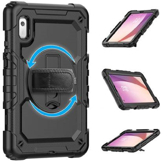 USP Rugged Lenovo Tab M9 (9 ft) Case Screen Protector Black - Built-in-Kickstand, Adjustable Hand Strap, Shoulder Strap, Reinforced Corners