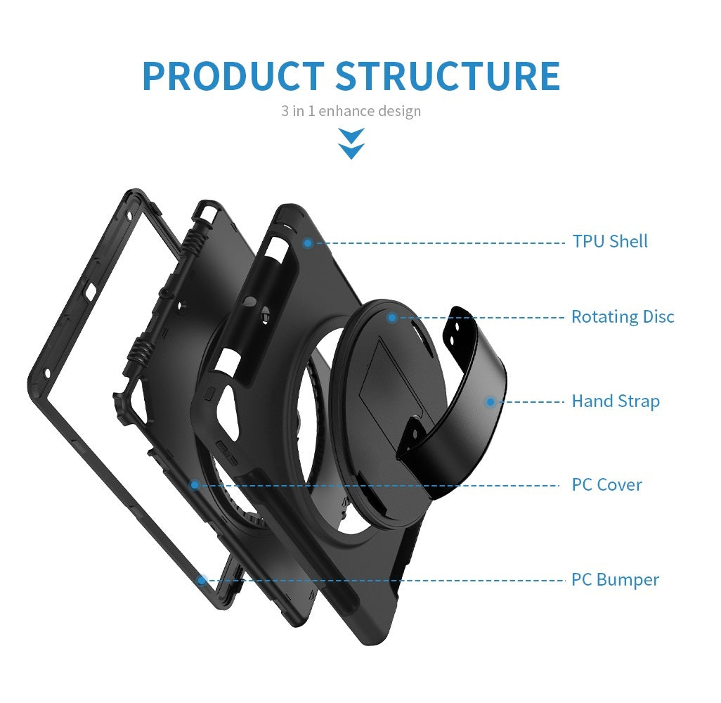 USP Rugged Samsung Galaxy Tab A7 Lite (8.7 ft) Case Black - Built-in-Kickstand,Adjustable Hand Strap, Pen Holder,DropProof,ShockProof