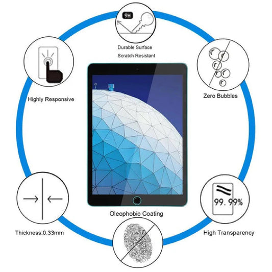 USP Apple iPad Air 3 (10.5 ft) Tempered Glass Screen Protector : Full Coverage, 9H Hardness, Bubble-free, Anti-fingerprint, Original Touch Feel