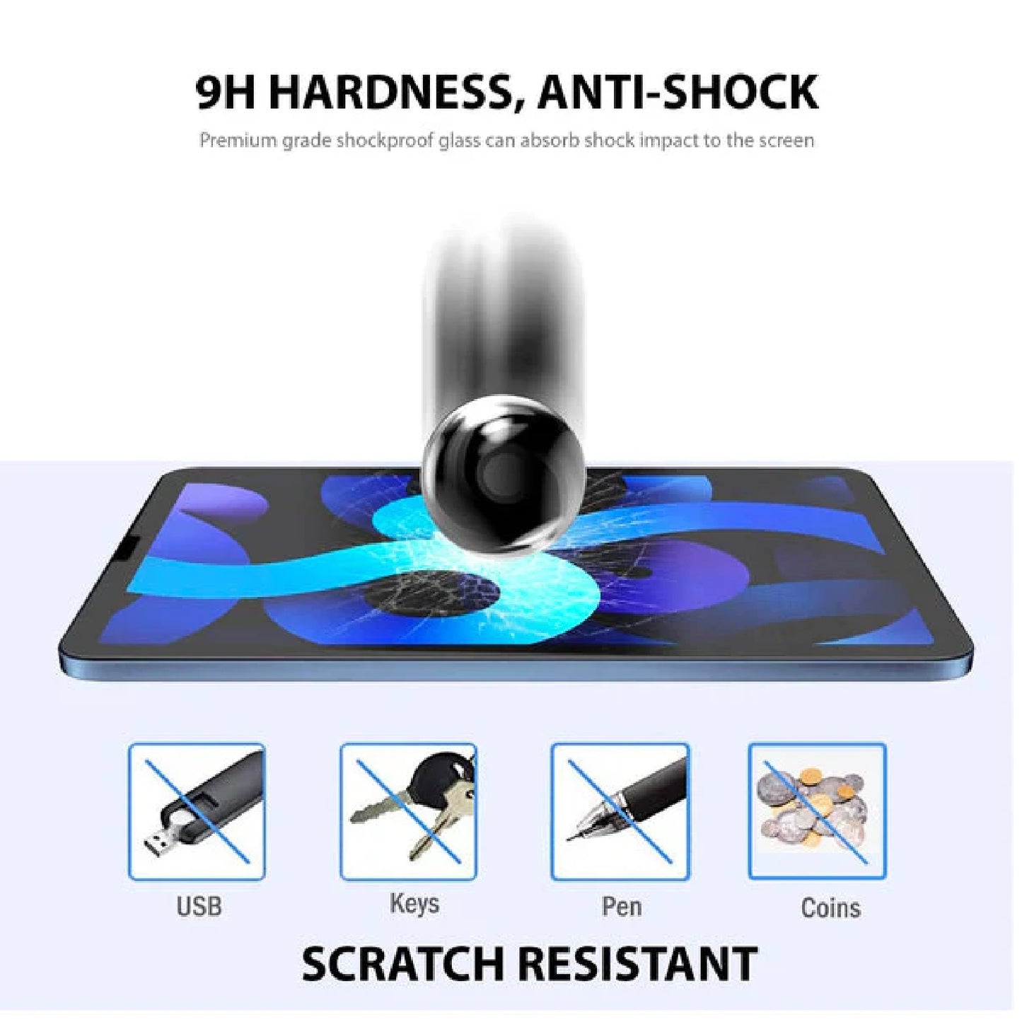USP Apple iPad Air (10.9 ft) (5th 4th Gen) iPad Pro (11 ft) (4th 3rd Gen) Tempered Glass Screen Protector : Full Coverage, 9H Hardness, Bubble-free