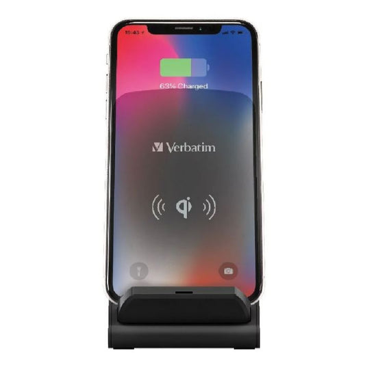 (LS)Verbatim Wireless Charging Stand 10W - Mobile Devices, Android, IOS, Apple, Samsung, Oppo, Nokia, Sony. Black, Qi Charge, OCP, FOD, OTP, OVP