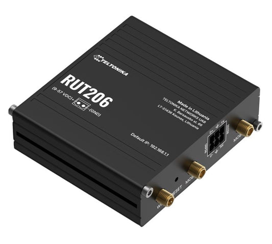 Teltonika RUT206 Industrial 4G Router, Cat 4, RS232 RS485 for serial communication, 2-PIN POWER INPUT, Active and Passive PoE inputs