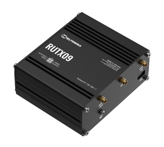 Teltonika RUTX09 Industrial Cellular Router, 4G LTE CAT 6, Dual SIM, Instant LTE Failover, Gigabit Ethernet, PSU included