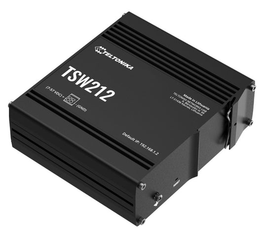 Teltonika TSW212 Managed Ethernet Switch, L2 with additional L3 Features, Supports Profinet, 8 x Gigabit Ethernet Ports, 2 x SFP Ports, PSU excluded