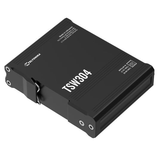 Teltonika TSW304 DIN Rail Ethernet Switch, 4x Gigabit Ethernet with speeds of up to 1000 Mbpsl, Wide Range of Voltages, PSU excluded