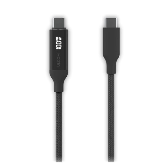 Ubiquiti USB-C Cable with Charge Display,Length 2M, Black, Braided Power Data Cable With A Double-sided Charge Display,100W Max Power Output