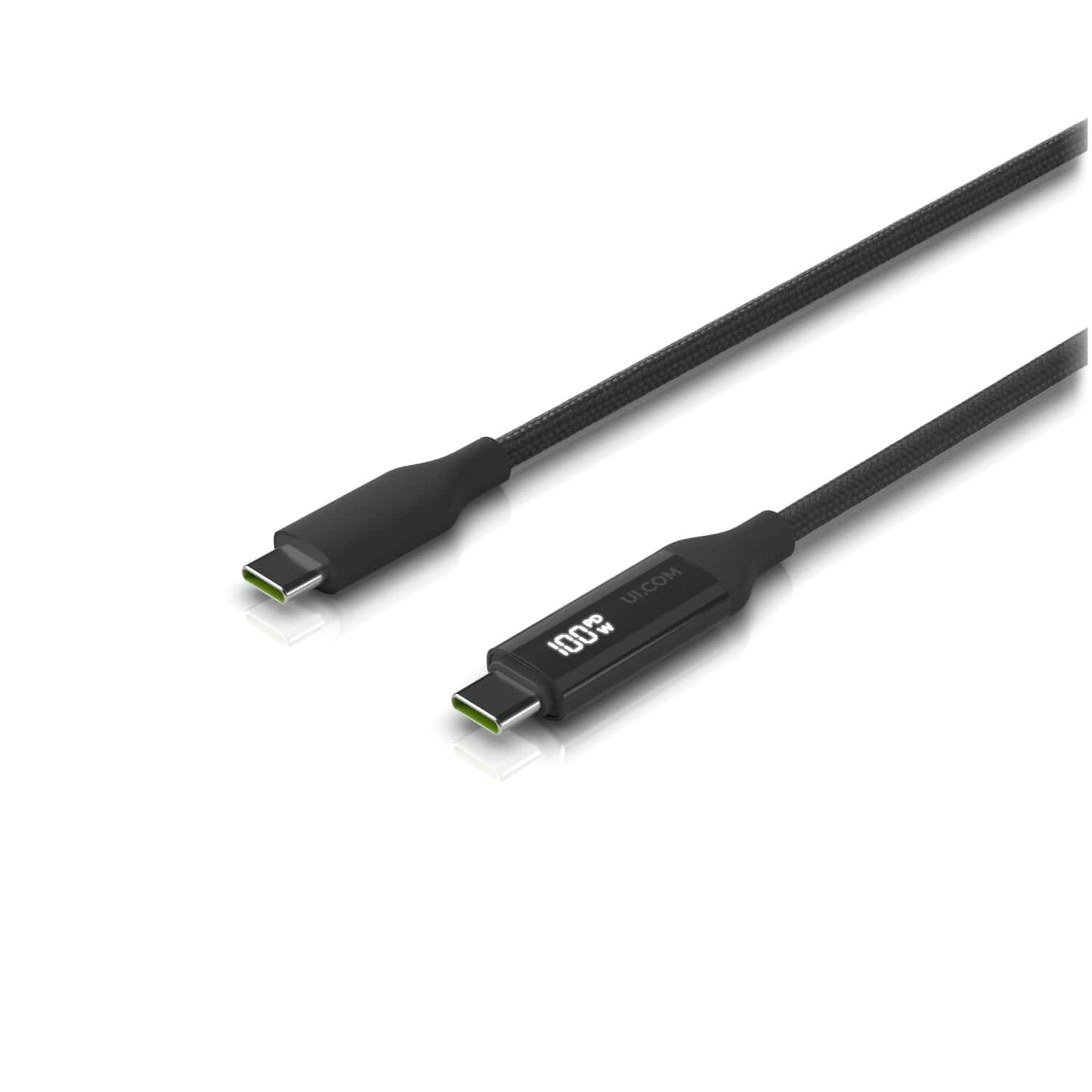 Ubiquiti USB-C Cable with Charge Display,Length 2M, Black, Braided Power Data Cable With A Double-sided Charge Display,100W Max Power Output