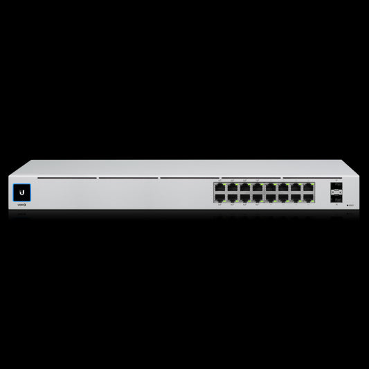 Ubiquiti UniFi 16-port Managed Gigabit Switch - 8x PoE Ports, 8x Gigabit Ethernet Ports, 2x SFP , 42W, Touch Display, Fanless , GEN2,