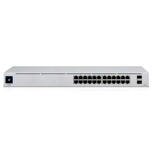 Ubiquiti UniFi 24 Port Managed Gigabit Switch, 16x PoE Ports, 8x Gigabit Ethernet Ports, 2xSFP - 95W - Touch Display - Fanless - GEN2,