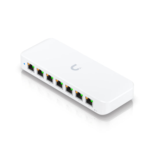 Ubiquiti Ultra 42W, Compact Layer 2, 8-port GbE PoE Switch, Versatile Mounting Options, 7 PoE PoE No Power Supply, PoE Input,