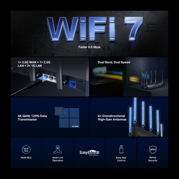 Mercusys MR37BE BE6500 Dual-Band Wi-Fi 7 Router