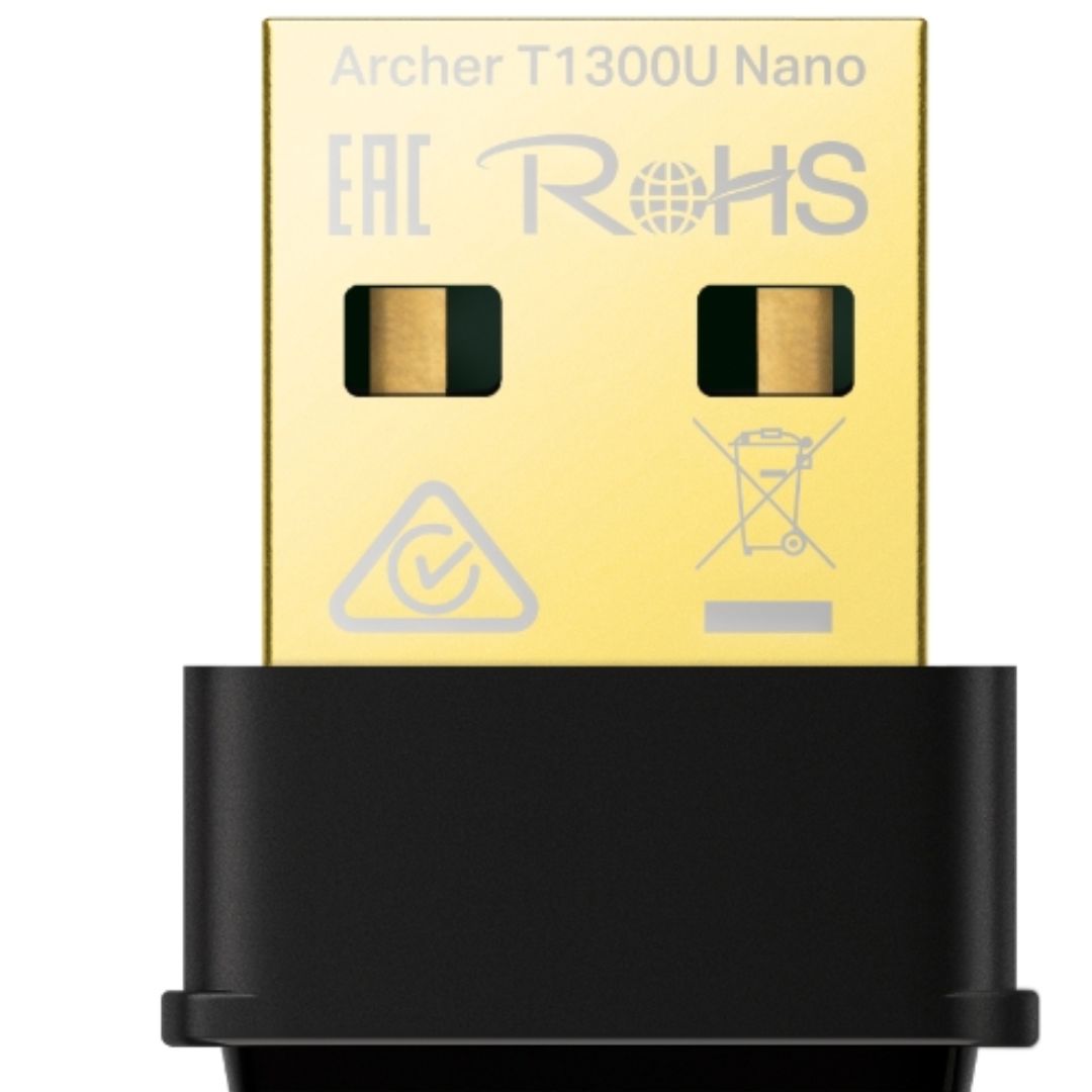 TP-Link Archer T1300U Nano AC1300 Nano Wireless MU-MIMO USB Adapter, 1201 Mbps at 5 GHz 574 Mbps at 2.4 GHz, 5G NR 4.67Gbps 1.25Gbps, LTE support C