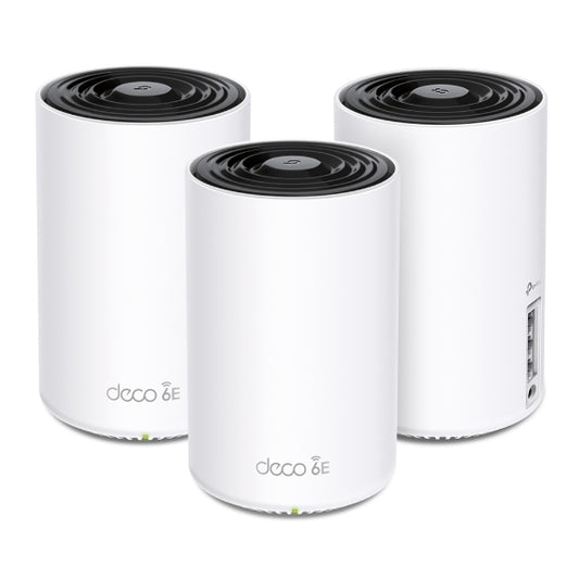 TP-Link Deco XE75 AXE5400 Tri-Band Mesh Wi-Fi 6E System(3-pack) 574 Mbps at 2.4 GHz 2402 Mbps at 5 GHz 2402 Mbps at 6 GHz