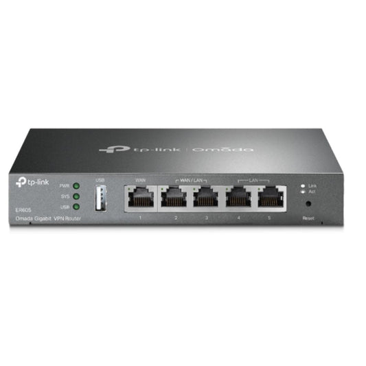 TP-Link TL-ER605 (TL-R605) SafeStream Gigabit Multi-WAN VPN Router PPPoE 1 WAN 3 Changeable WAN LAN Ports 10BASE-T, Centralised Cloud, Omada